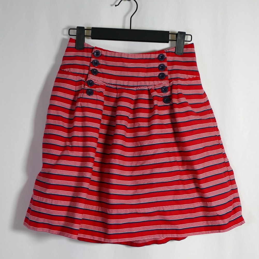 Womens Preppy Nautical Striped Mini Skirt Size 0 Sailor Vacation Travel Summer